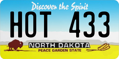 ND license plate HOT433