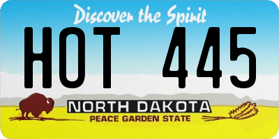 ND license plate HOT445