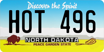 ND license plate HOT496