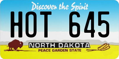 ND license plate HOT645