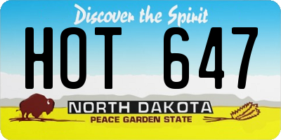 ND license plate HOT647