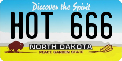 ND license plate HOT666