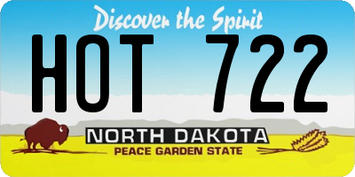 ND license plate HOT722