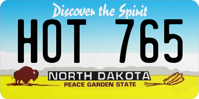 ND license plate HOT765