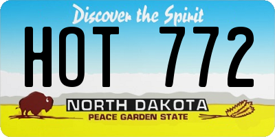 ND license plate HOT772