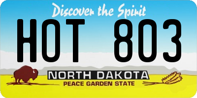 ND license plate HOT803