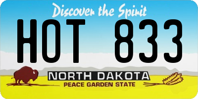 ND license plate HOT833