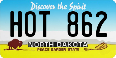 ND license plate HOT862