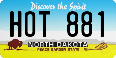 ND license plate HOT881