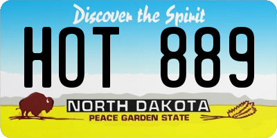 ND license plate HOT889