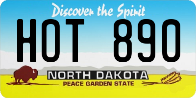 ND license plate HOT890