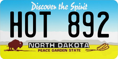 ND license plate HOT892