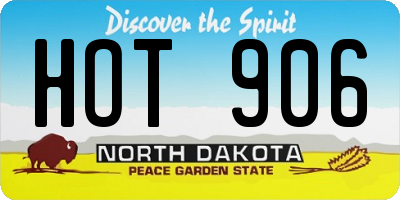 ND license plate HOT906
