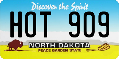 ND license plate HOT909
