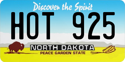 ND license plate HOT925