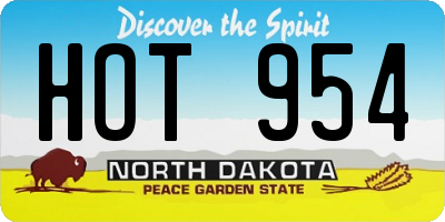 ND license plate HOT954