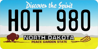 ND license plate HOT980