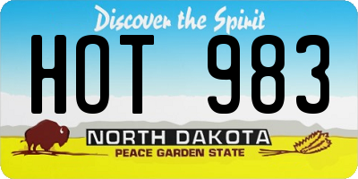 ND license plate HOT983