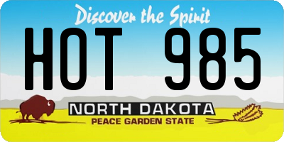 ND license plate HOT985