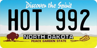 ND license plate HOT992