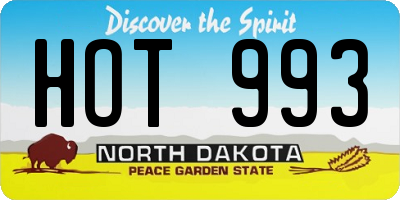 ND license plate HOT993