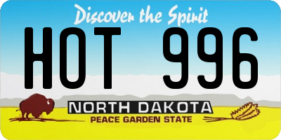 ND license plate HOT996