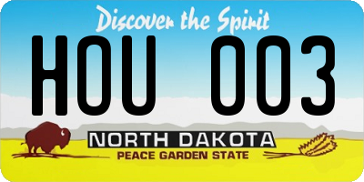 ND license plate HOU003