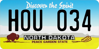 ND license plate HOU034