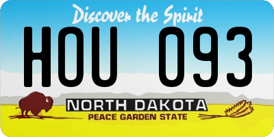 ND license plate HOU093
