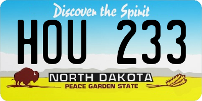 ND license plate HOU233