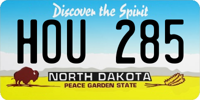 ND license plate HOU285