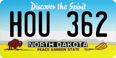 ND license plate HOU362