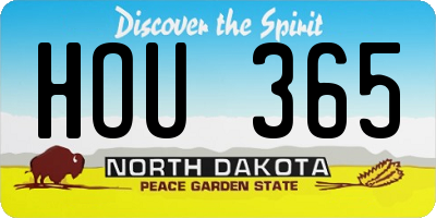 ND license plate HOU365