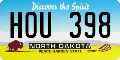 ND license plate HOU398