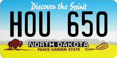 ND license plate HOU650