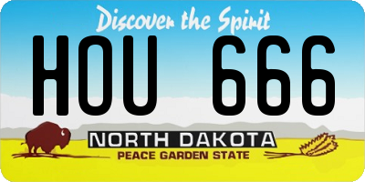 ND license plate HOU666