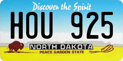ND license plate HOU925