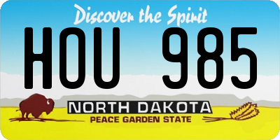 ND license plate HOU985