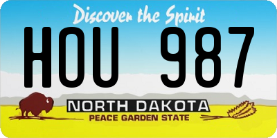 ND license plate HOU987