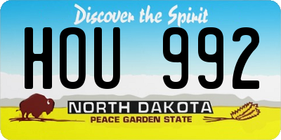 ND license plate HOU992