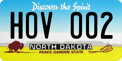 ND license plate HOV002
