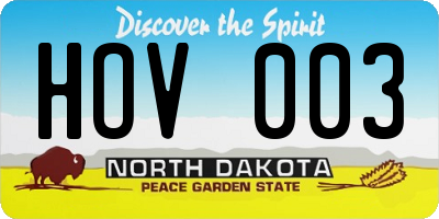 ND license plate HOV003