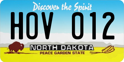ND license plate HOV012
