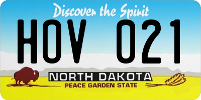 ND license plate HOV021