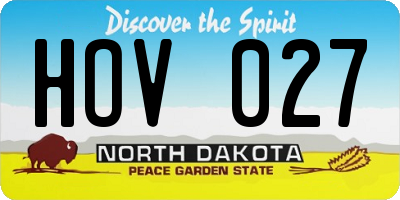 ND license plate HOV027