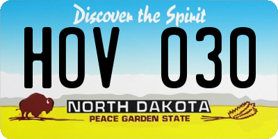 ND license plate HOV030