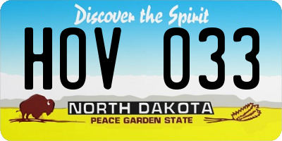 ND license plate HOV033