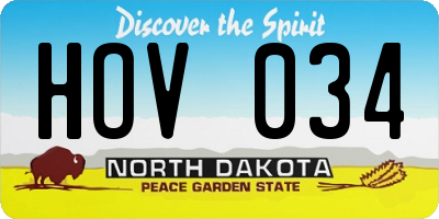 ND license plate HOV034