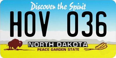 ND license plate HOV036