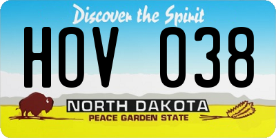ND license plate HOV038